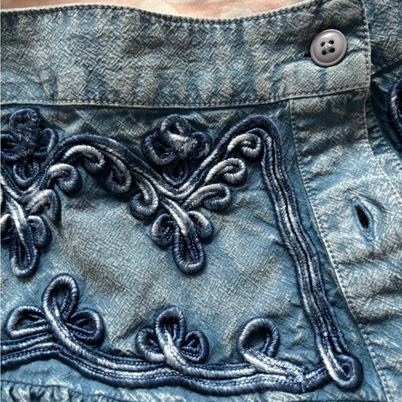 Free People Blue Embroidered Tiered Mini Skirt - Picture 3 of 5